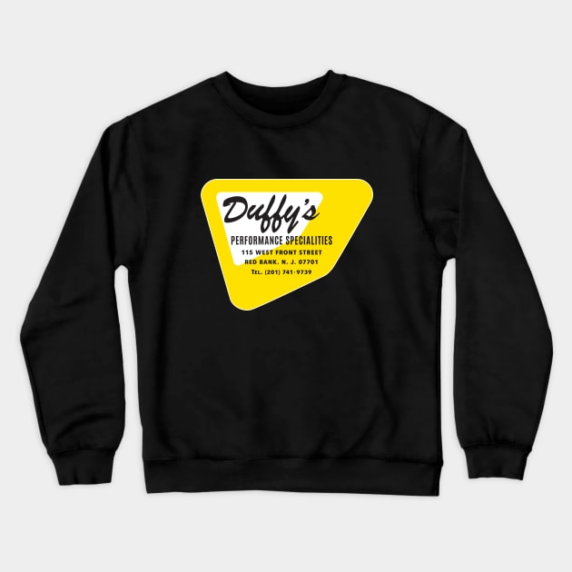 Vintage Duffy's Performance Specialities Hot Rod suppliers emblem - yellow print Crewneck Sweatshirt by retropetrol